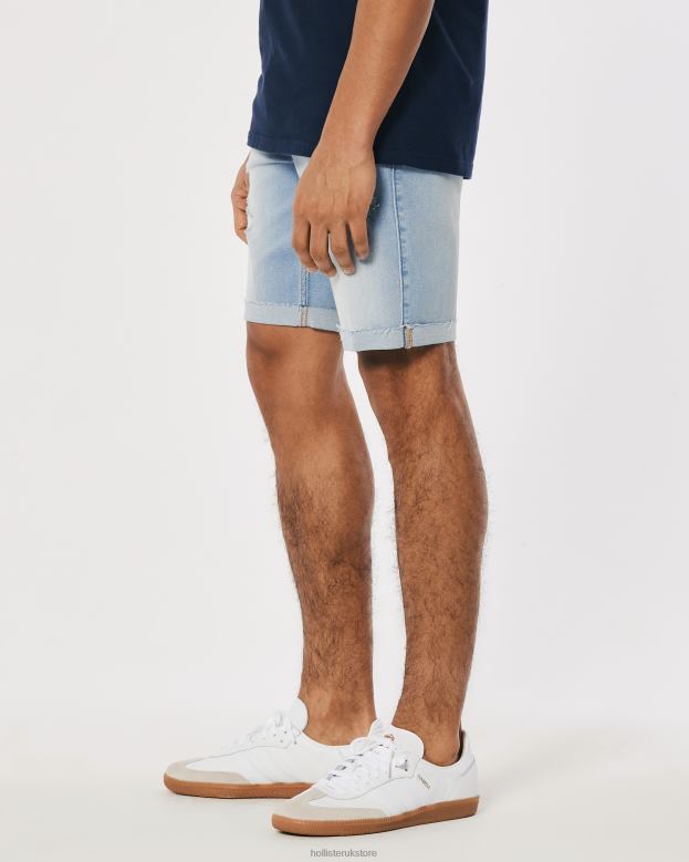Bottoms Hollister Men Ripped Light Wash Athletic Skinny Denim Shorts 9\\ 488201295 Ripped Light Wash